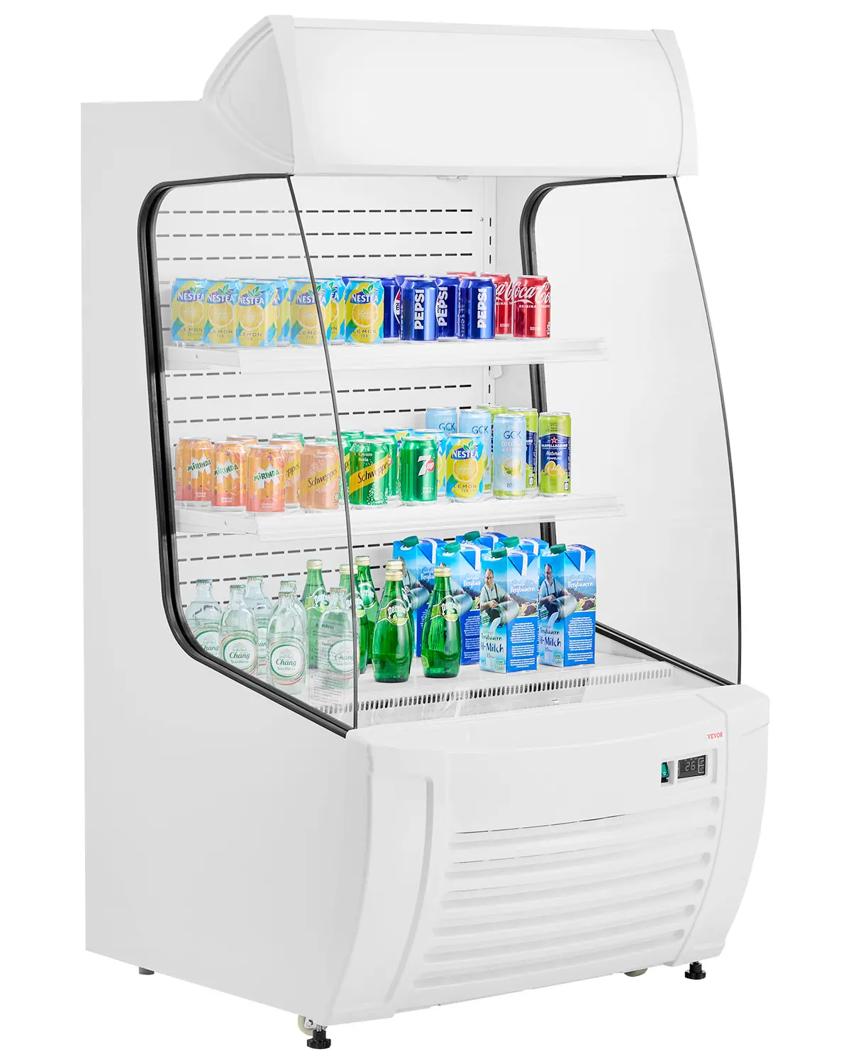 【Summerfinds】VEVOR Open Air Merchandiser, 2-Tier Shelving Commercial Refrigerator, Grab and Go Display Cooler Refrigerator with Air Curtain, LED Advertising Light, Fits for Restaurants, Stores, Office, 12.7cu.ft.