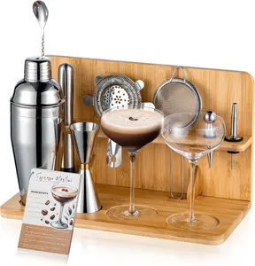 USEERIL Espresso Martini Kit Gifts Set with 2 Glasses,Mixology Bartender Kit, Shaker Set with  Stand for Drink Mixer,Bar Set for House Warming Gifts, bar,Party Favors