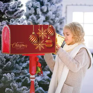 Merry Christmas Wishes Magnetic Mailbox Cover, 1 Count Christmas Design Mailbox Cover, Holiday Decorative Mail Wrap for Outdoor Home Decor