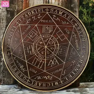 1pc 2D Plane, Seven Angels Round Aluminum Carving - Evil Eye Protection, Mantra and Mantra Shield, Seven Angels Michael Seal, Antique Aluminum Wall Decoration Sign, Used for Courtyard, Garden, Kitchen, Bar, Room, Outdoor, Garage, Coffee Shop, Restaurant,