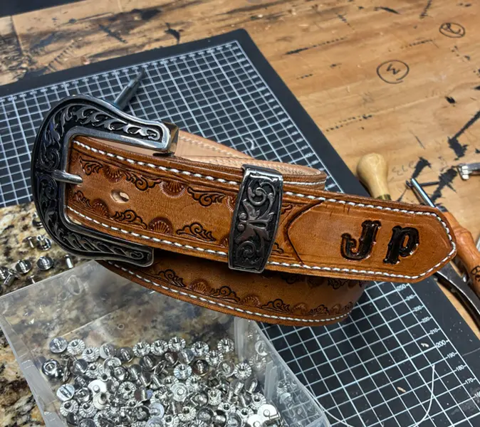 Handmade Stamped Leather Belts- MADE IN USA (Unisex)