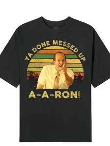 Funny Print Short Sleeve T-Shirt, Summer Casual Loose-Fit Top, Geometric Pattern, All Seasons, No Button or Zipper