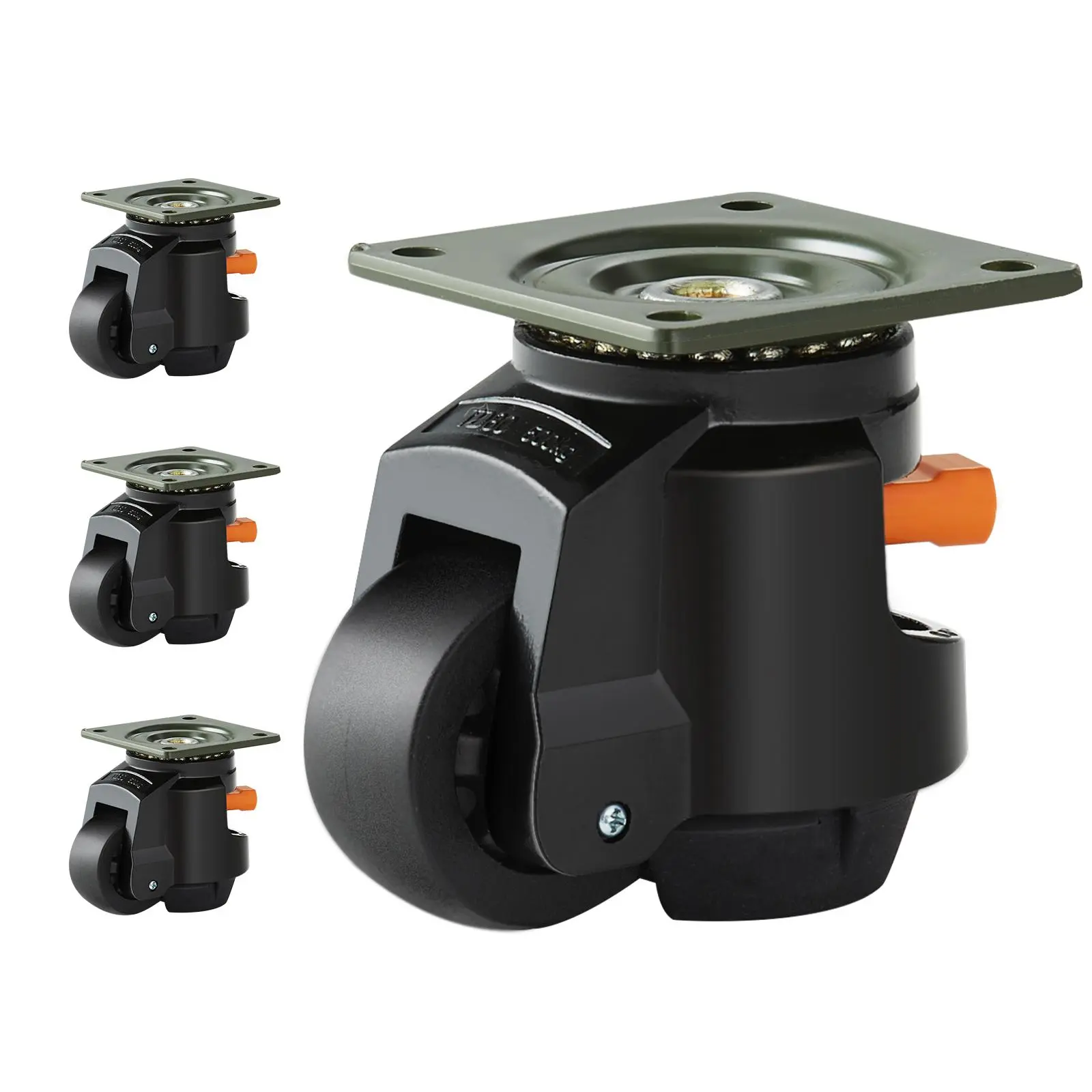 【summerfinds】VEVOR Leveling Casters, Set of 4, 2200 lbs Total Load Capacity, 2.5 inches, Heavy Duty with Upgraded Handle Design, 360 Degree Swivel Caster Wheels, Adjustable Casters with Feet for Workbench, Machine