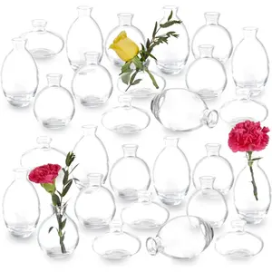 28 Clear Bud Vases in Bulk, Glass Small Bud Vase for Centerpieces, Mini Bud Vase Set ,  Vases for Rustic Wedding Decorations, Table Decor Flower Bedroom Party  Decor