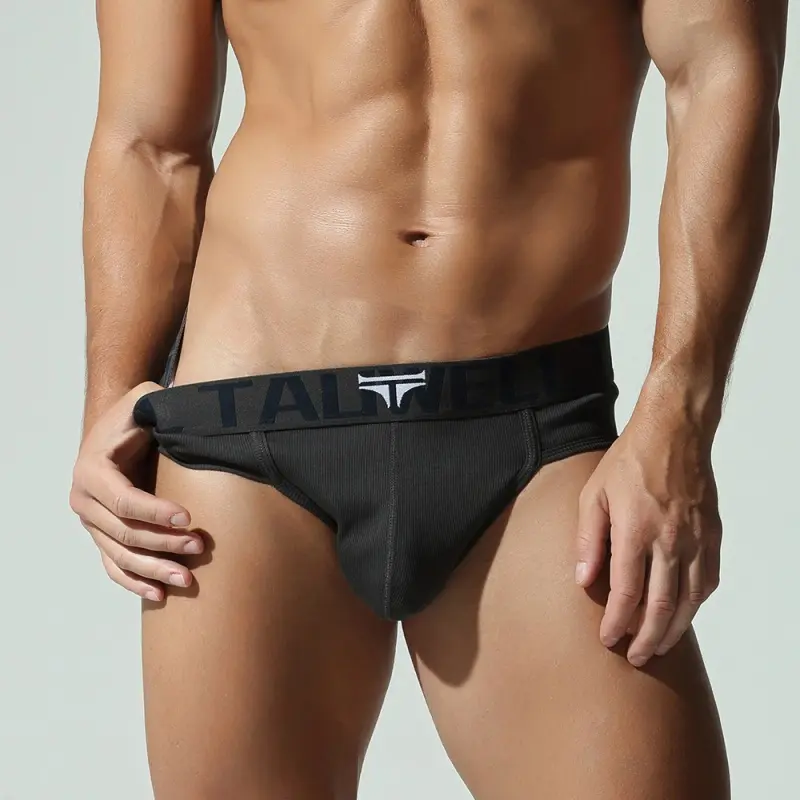 TAUWELL Men’s Ribbed Briefs Pack, Soft Cotton Blend Stretch Underpants with Wide No-Roll Waistband and Contoured Support Pouch-25109
