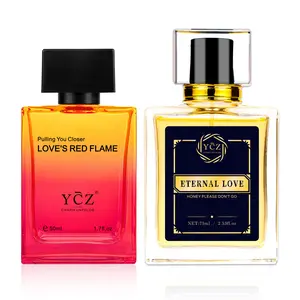 YCZ Men's Double Perfume Gift Set Eternal Love Spicy Woody EDP 75ml & Love's Red Flame Fruity Chypre EDP 50ml Long Lasting Fragrance Set with Exclusive Gift Box