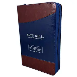 Biblia con Cierre Letra Gigante Manual 14 puntos RV1960 imit duotono azul y cafe con indice Examiname oh Dios