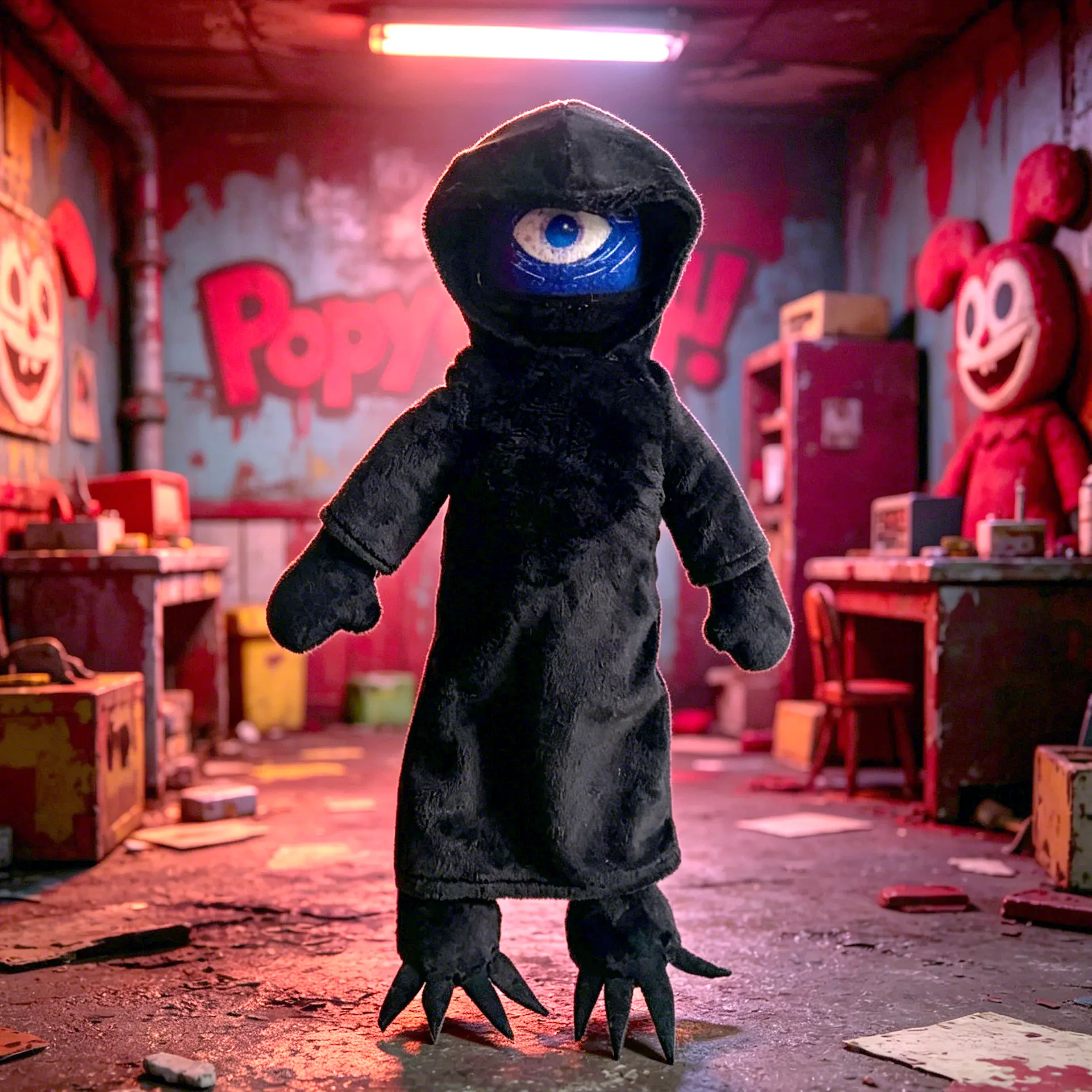 Roblox Doors Seek Hooded Plush Toy Black One-Eyed Monster Stuffed Doll for Kids Horror Game Fans Collectible Soft Toy