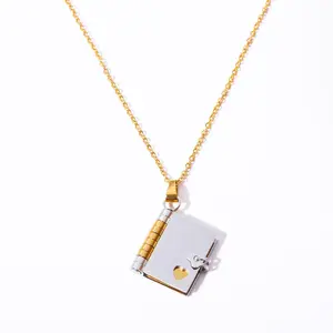 Unengraved Style - Fashionable Minimalist Star-Shaped Book Pendant Necklace, a Meaningful Jewellery Gift for Birthdays, Graduations or Special Occasions Unisex Rectangular Titanium Steel Necklace pickle  ball  necklace vintage cross magical  jewelry