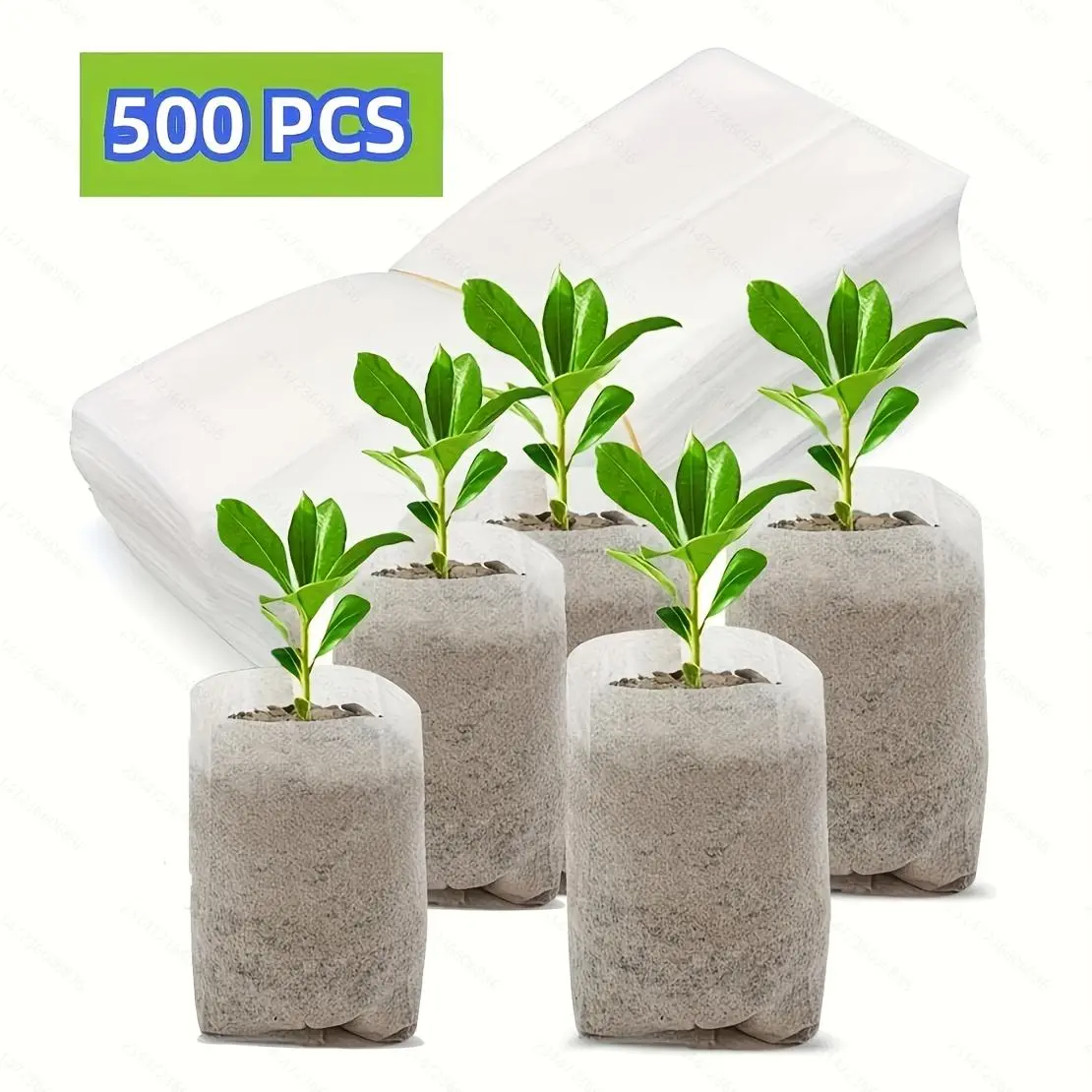 500pcs Non-Woven Reusable Seedling Grow Bags Bulk Pack - Eco-Friendly, Breathable, Biodegradable Plant Nursery Pots, Space-Saving Gardening Supplies for Vegetables, Father's Day Gift Option