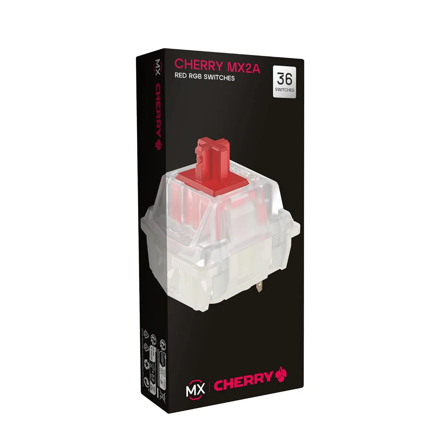 CHERRY MX2A RGB RED Switch Kit, 36 Mechanical Keyboard Switches, Ideal for DIY, Hot Swap or Gaming Keyboard, Linear Switch with No Click, Smooth & Direct