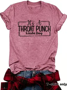 Women's Letter Print Round Neck Tee, Casual Short Sleeve Crew Neck T-shirt for Summer, Fashion Women's Top for Daily Wear