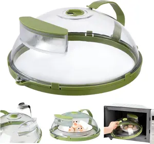 【Upgraded】2-in-1 Microwave Steamer & Splash Protector Cover, Visible Microwave Splatter Cover for Food with Handle and Water Storage Box, Microwave Plate Food Cover, Best Kitchen Gadgets for reheating,Perfect for Food preservation in winter