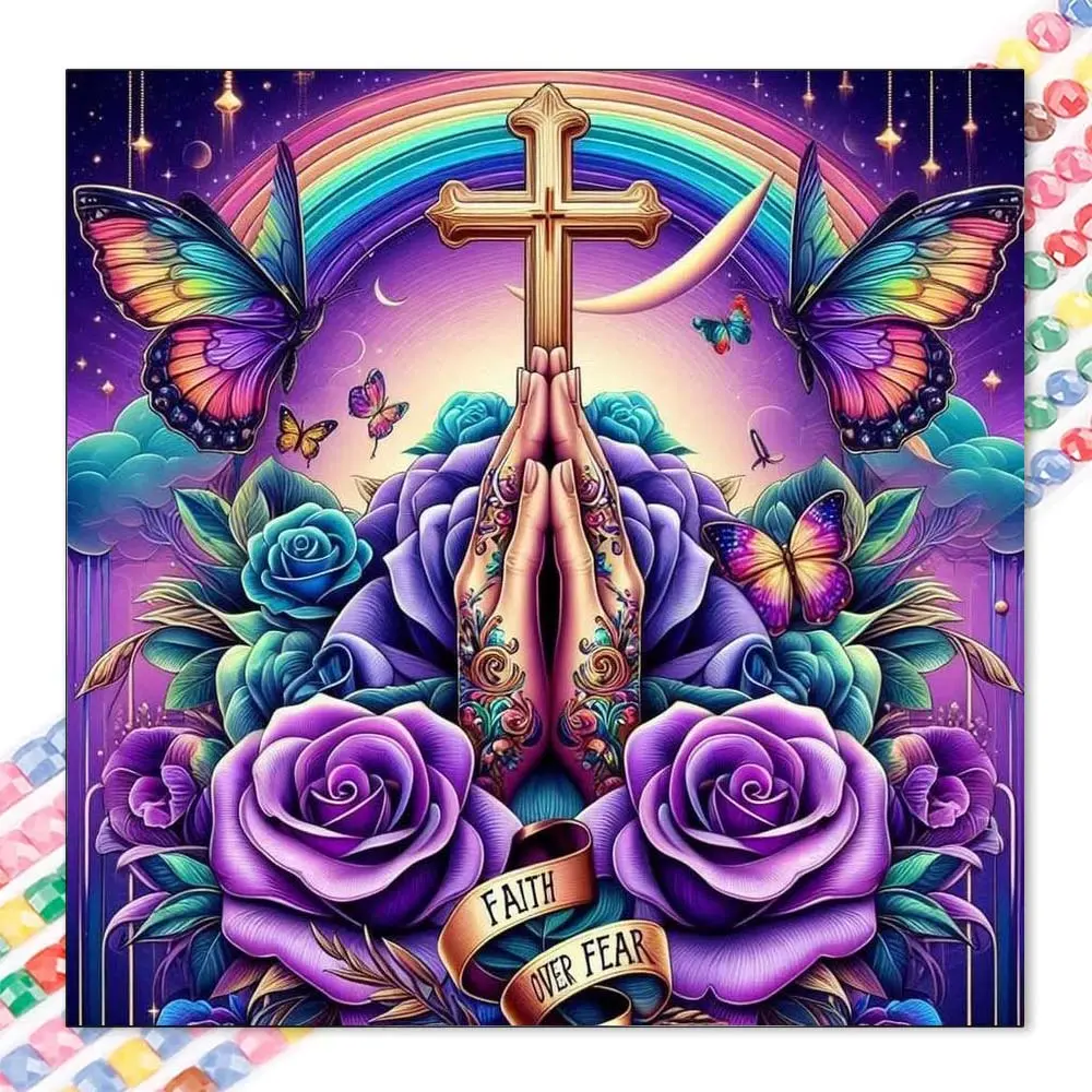 1 DIY diamond painting kit, 5D diamond art set, DIY decoration, praying hands diamond painting kit full round drill, mosaic, diamond art, DIY art home decoration, suitable for Christmas.