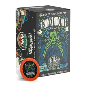 Bones Coffee Company Frankenbones, Chocolate Hazelnut Flavored Pods | 12ct Kcups Beverage Bean