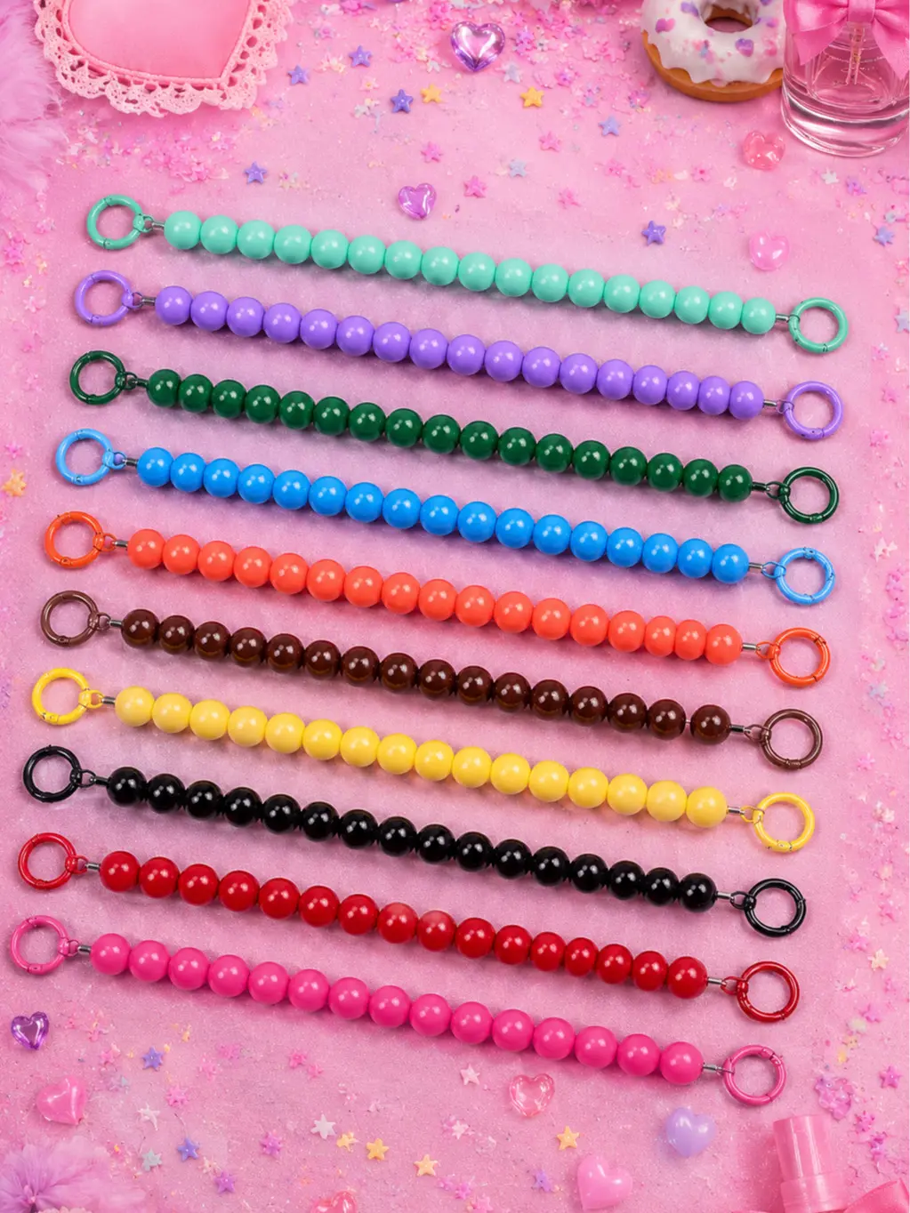 [NEW ARRIVAL] Preppy Durable Acrylic Mini Pearl Chain Decorative Charm, 2-Color Matching Clips, Luggage & Bag Handle Accessory Fit for Smartphone/Cellphone Clips, Mobile Phone Accessories, Phone Charms