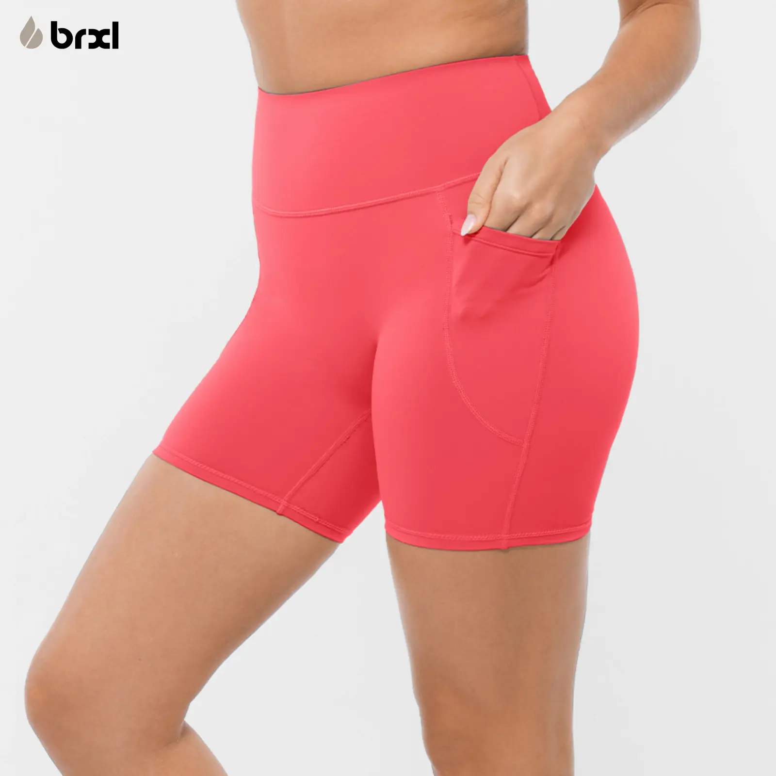 BRXL Women's Buttery Soft 5" High Waisted Active U-Neck Tight Biker Shorts - Compression, No Front Seam, Spandex Athletic Bottoms, UPF50+, Butt Lifting, for Yoga, Running, Gym, Travel Essentials, Figure, Crotch Front,back to school,back to school haul
