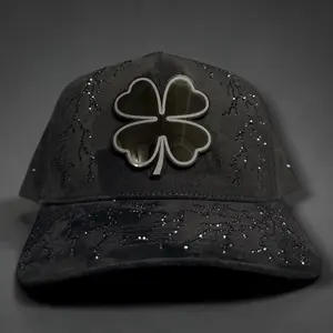 Clover Hat Black Red Snapback with Unique Clover Design