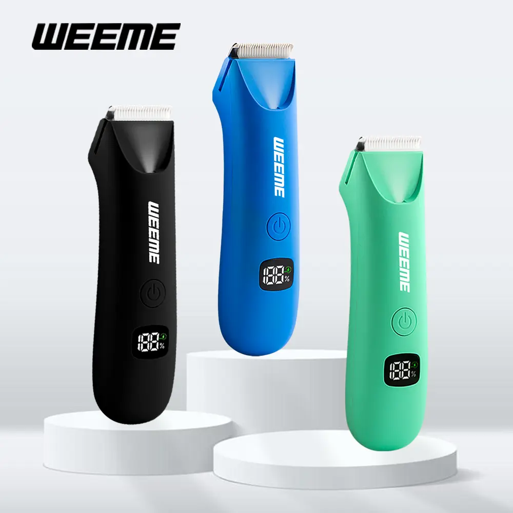 WEEME Professional Body Hair Trimmer for Men, Electric Shaver with LED Spotlight & Digital Display, R-Shaped Safety Blade for Sensitive Areas, Men's Grooming Kit for Chest, Back, Underarms Rechargeable Cordless USB Clipper