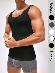 Men Slim Fit Shaping Tank Top Compression Undershirt Seamless Breathable Stretch Vest Gym Workout Shirt Fitness Vest