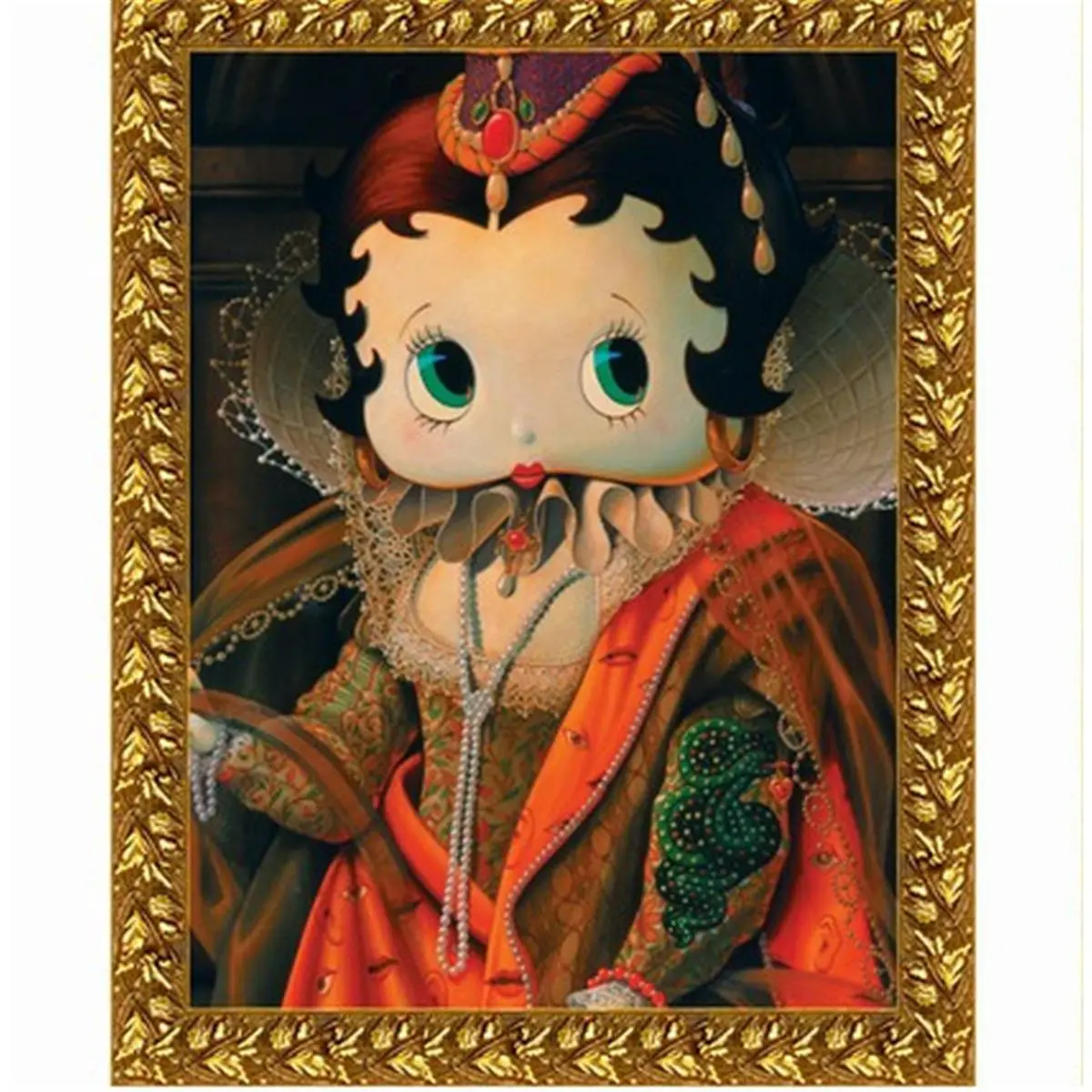 212 MAIN Precious Kids 37003 Betty Boop Canvas Painting - Queen Betty Art, Wood Frame Wall Decor Collectible Cultural Item, 16X20 Size