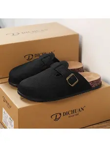 Men's Summer 2026 New Trendy Outdoor Slip-On Sandals, Anti-Slip Durable Softwood Couple's Closed-Toe Half Sandals, Clogs
