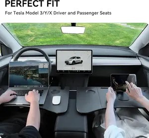 Car Steering Wheel Desk for Tesla Model 3/Y, Multi-Functional Car Mount for Laptops and Tablets, Ideal for Work and Eating in Vehicles