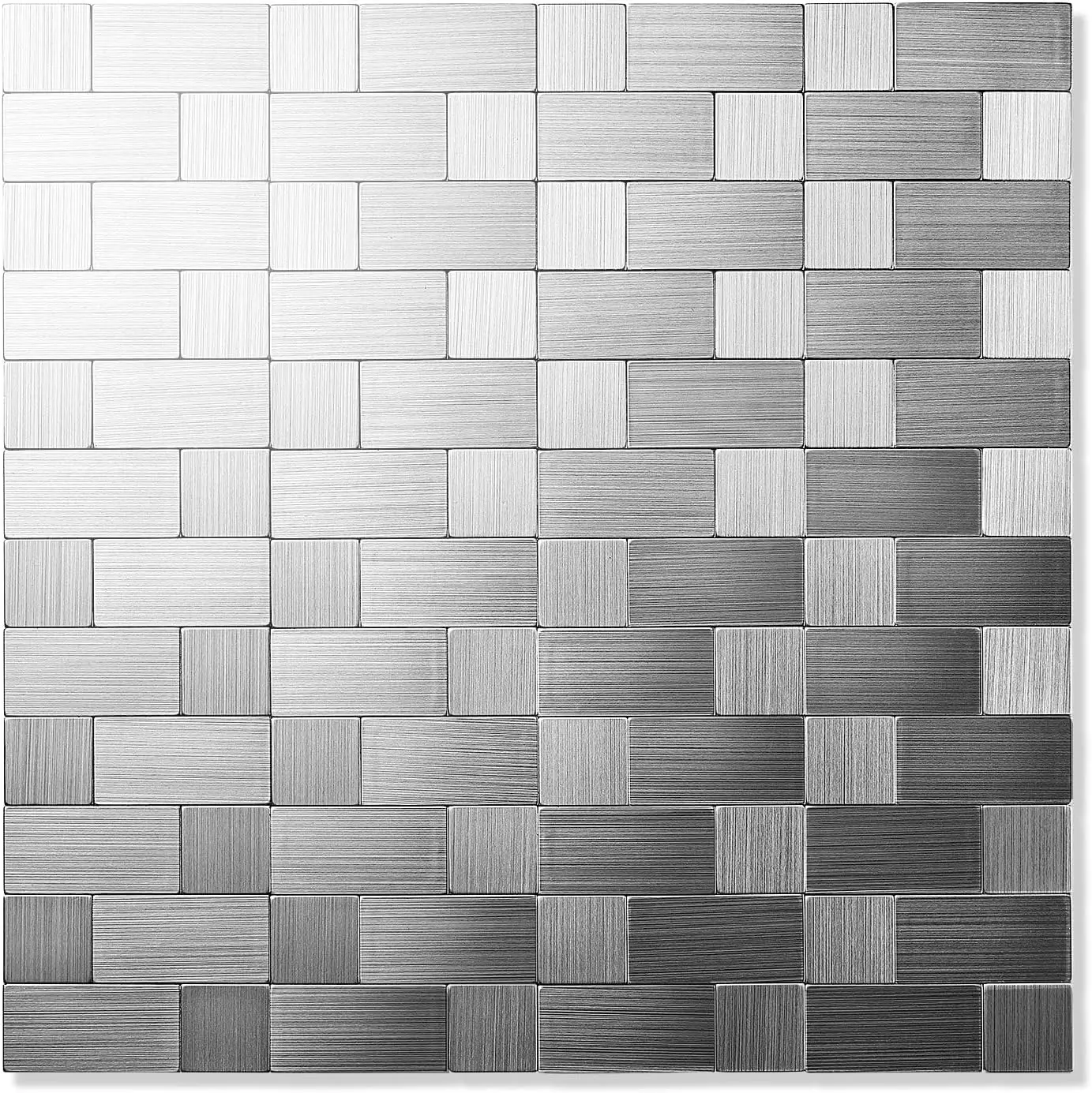 10-Sheets Affordable Metallic Brushed Matted Surface Self-Adhesive Stainless Steel Peel and Stick Backsplash Tiles (12in x 12in) - Heat Resistant, Renters Friendly, No Deform, No Peeling, No Grout Wall Shield for Kitchen Walls, Range Hood