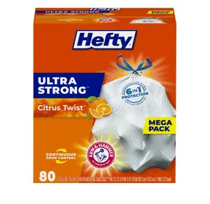 Citrus Twist Scent Hefty Ultra Strong Tall Kitchen Trash Bags- 13 gallon 80 Bags Citrus Twist Scent Hefty Ultra Strong Tall Kitchen Trash Bags- 13 gallon 80 Bags