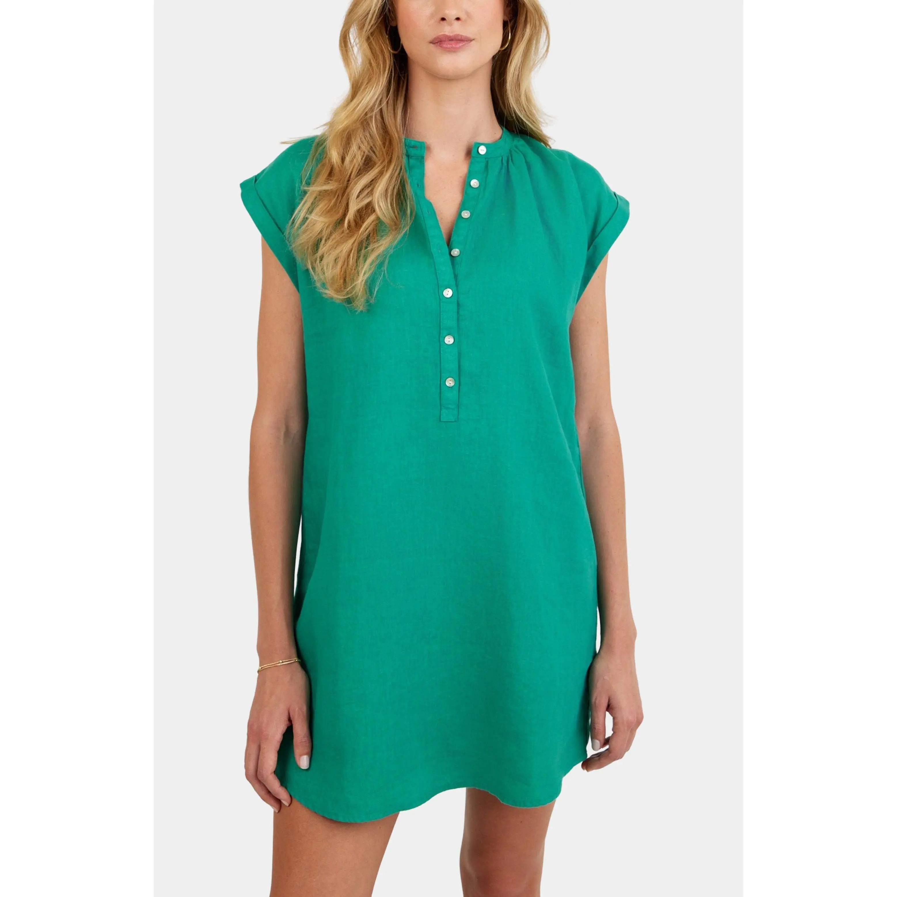 Cap Sleeve  Henley Dress