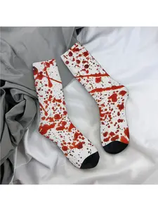 1 Pair Happy Funny Blood Spatter Vintage Harajuku Christmas Halloween Hip Hop Novelty Pattern Crew Crazy Sock