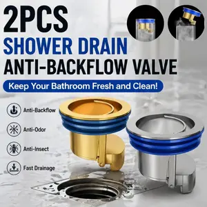 2-Pack Shower Floor Drain Backflow Preventer, Bathroom Essentials Accessories, Magnetic Levitation One-Way Drain Valve, Brass Drain Core, Anti-Odor, Anti-Insect & Anti-Backflow, Fast Drainage & Clog-Resistant, Drain Filter, Fits 1.25–1.65 Inches (Gold)