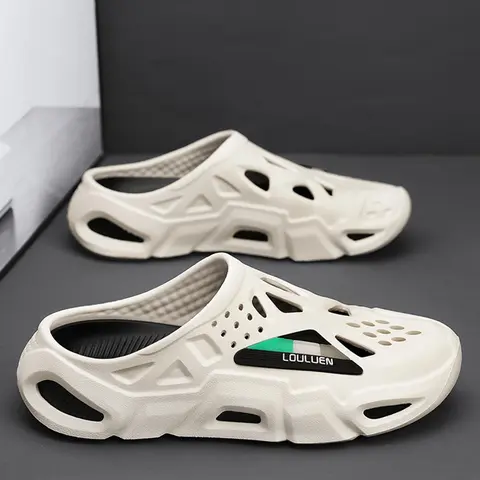 Men's Casual Hollow Out Design Clogs, Breathable Comfortable Non-slip Slippers, Soft Sole Slippers for Indoor & Outdoor Wear, Lightweight Breathable Slippers, Anti Slip Slippers, Casual Slipper Shoes