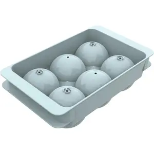 BYXAS Large Ice Cube Molds, Big Round Whiskey Ice Cube Trays for Freezer, Easy to Fill & Release, Whiskey Bourbon Cocktail(1.9In*6 Balls- Blue)