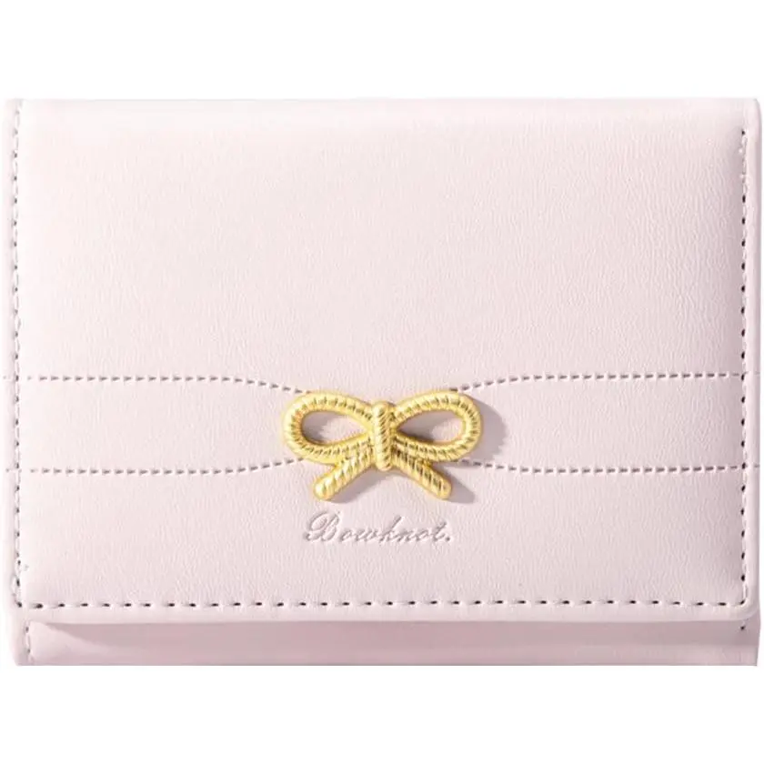 Wallets Girls Cute  Bow Small Wallet Aesthetic Card Holder ID Window Purse for Women ()