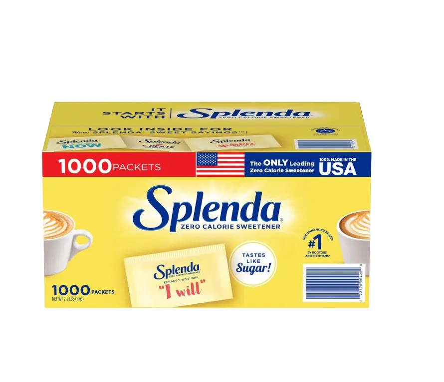 Splenda Zero Calorie Sweetener Packets 1000 ct Made in USA Tastes Like Sugar Flavor USA Made Flavor, Sugar Free Sweetener, Sugar Substitutes