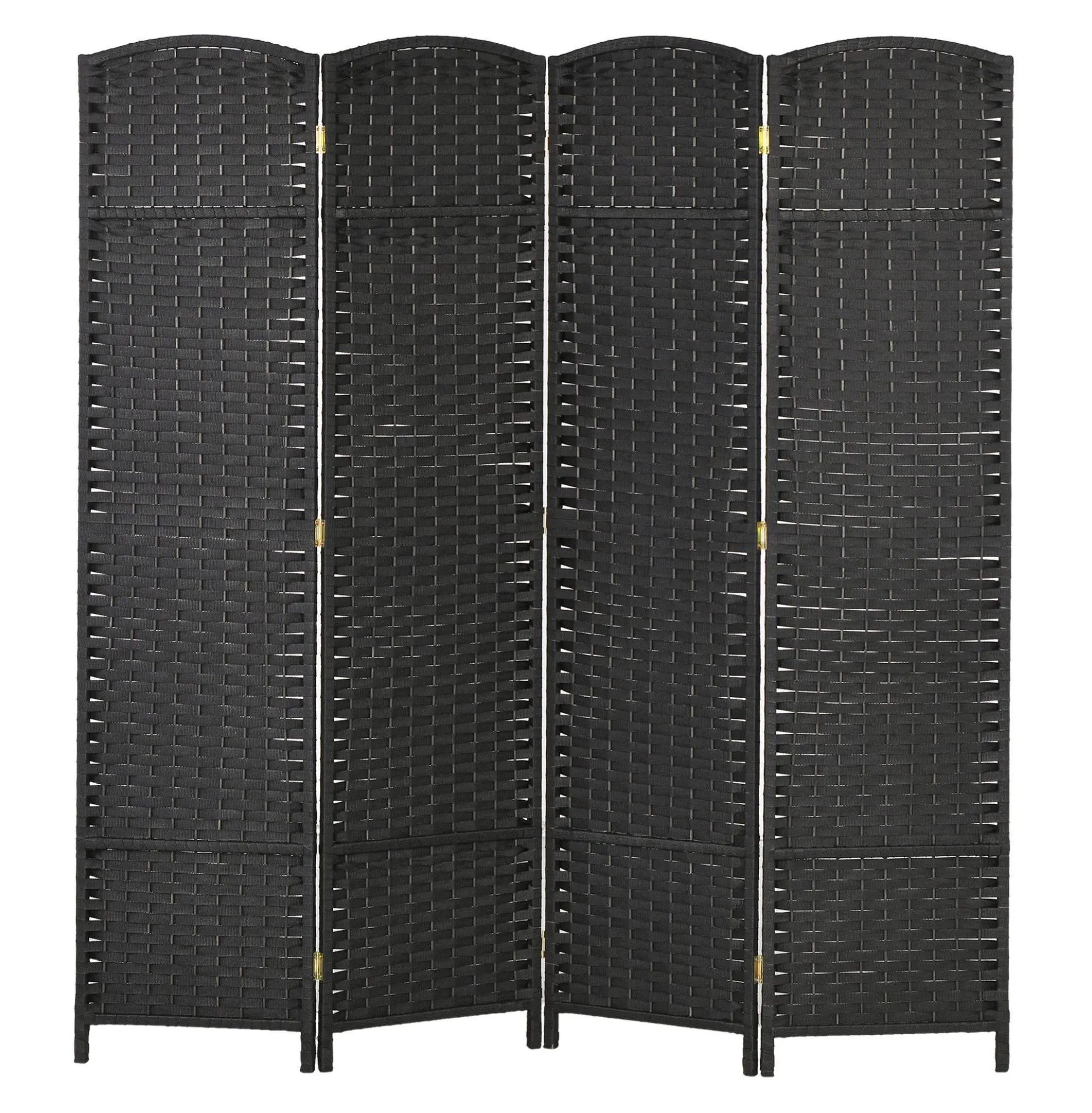 Folding Room Divider 4 Panel 5.6 Ft Tall Privacy Screen - Black Freestanding Partition