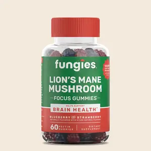 Lion's Mane Mushroom Focus Gummies, Natural Mixed Blueberry & Strawberry Flavor - Mushroom Supplement Gummy for Adults & Children Supports Brain Health, Cognitive Function, Focus, Memory & Mood, 60 Servings, Edible Dietary Supplement Healthcare Fitness