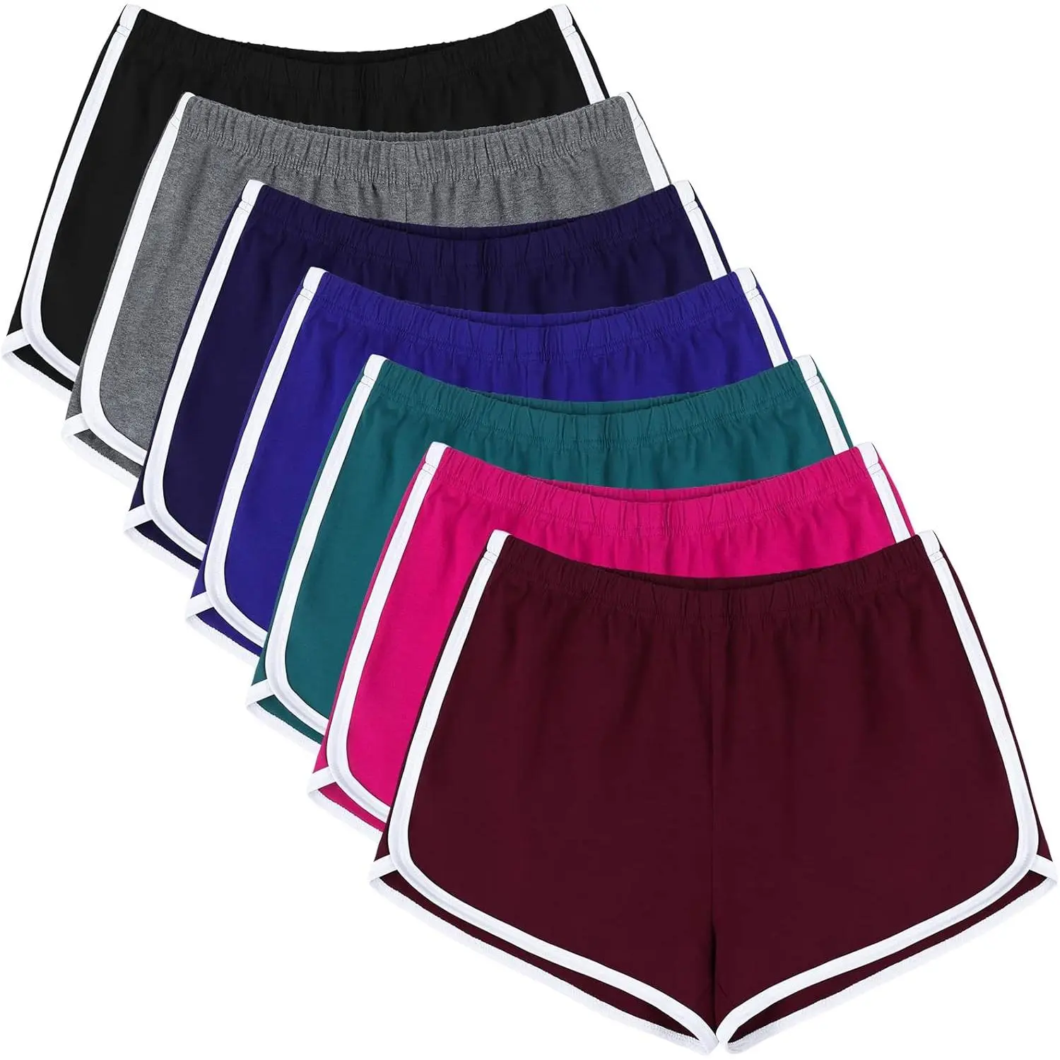 Women's Cotton Cheeky Dolphin Booty Shorts, 7-Pack Comfy Athletic Shorts for Women, Yoga Lounge Running, Zadie Pink, Cheeky Shorts, Comfy Shorts