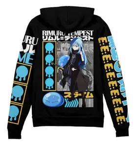 Black Rimuru Tempest V2 Streetwear Zip Hoodie Jacket, Anime fan Zip up hoodie, Perfect for Fall & Winter with Fitted Design #anime  #hoodie #jacket #menwear