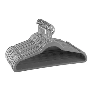 212 MAIN Gray Velvet Felt Hangers (30-Piece Set) – Contour Shape, Stainless Steel Swivel Hooks, Heavy-Duty Slim Profile, Plastic-Reinforced Wooden Core Stability, Strap-Ready for Hanging Sports & Martial Arts Gear, Women's Clothes