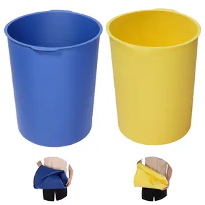 【FathersDayGift】 VEVOR 2 Pcs 5 Gallon Bucket Liner for Concrete Mix, Reusable Silicone Mortar Bucket Liner for Thinset Paint Concrete Epoxy Mixing, Heavy-duty Grout Mixer Insert with Measurements, Blue & Yellow