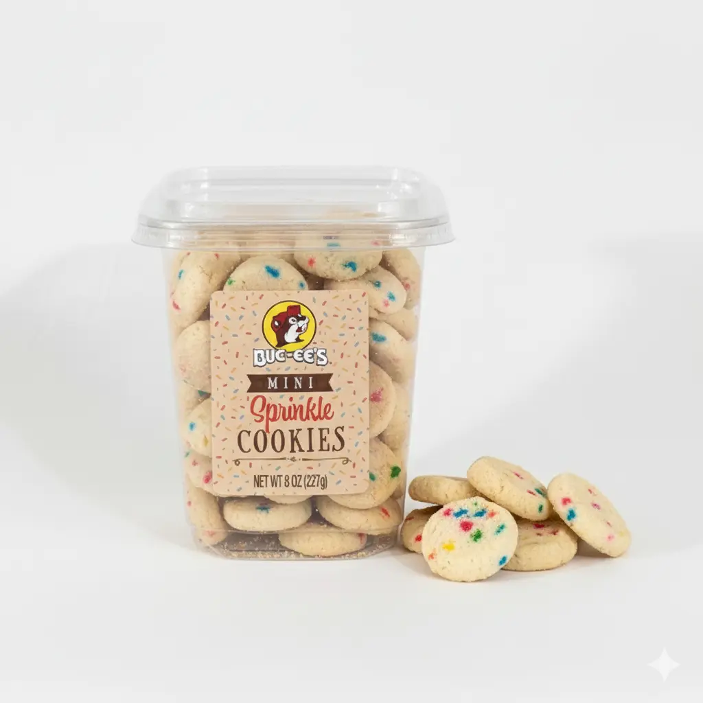 Buc-ee's Mini Party Colorful Sprinkled Cookies - Bite-Sized, Buttery Rich Snacks for On-the-Go Enjoyment