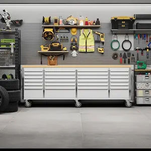 96" Tool Chest, Heavy-Duty Rolling 24-Drawer Professional Mobile Tool Cabinet with Lock & Key, Drawer Liners & 6" Casters for Garage, Workshop or Auto Shop Storage