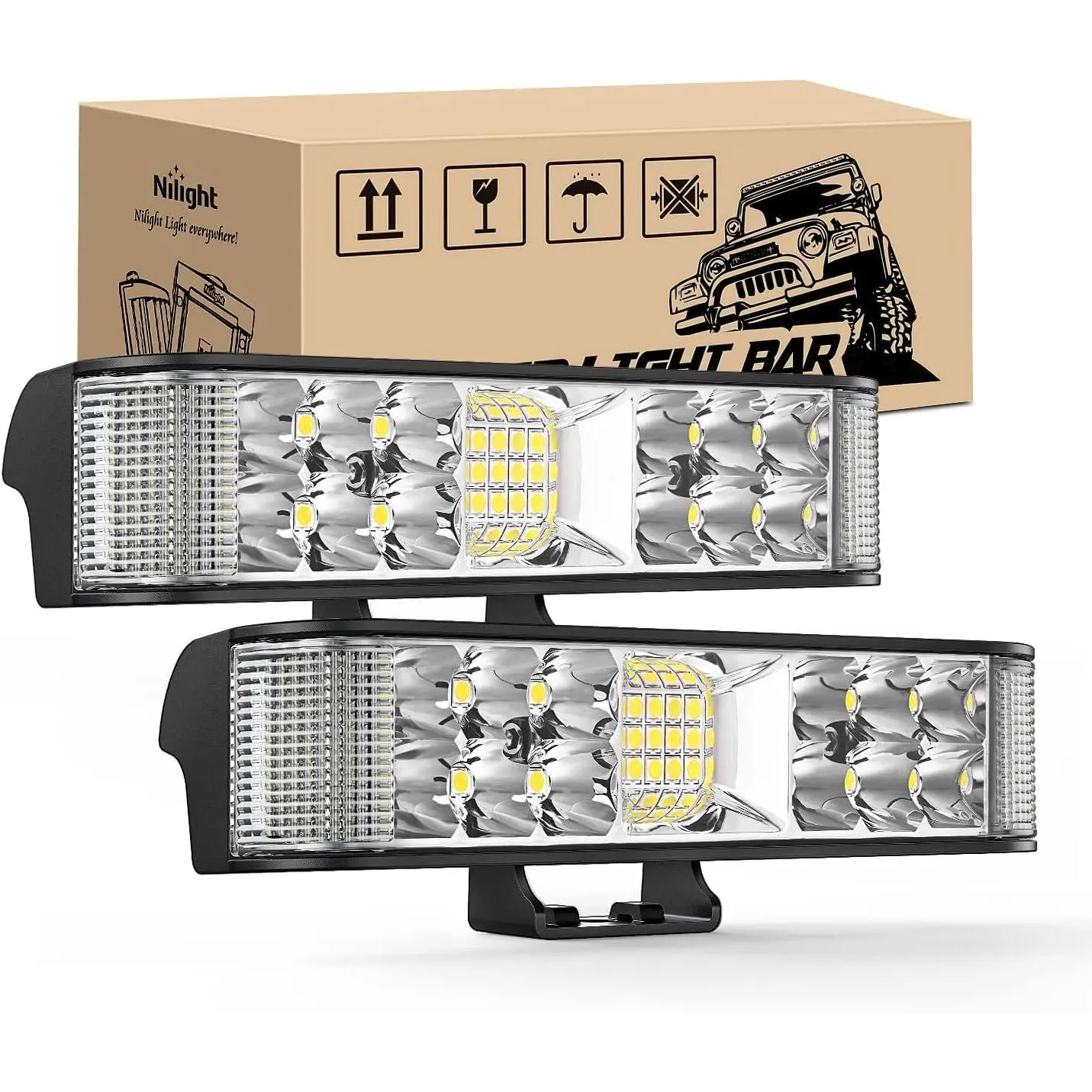 Nilight 2PCS 6.5in 60W High-Power Side Shooter Super Bright LED Pods - 9-30V DC, Advanced Chip Tech, Anti-Corrosive, Dustproof, Waterproof Dual-Beam Flood-Spot Combo for Offroad LED Truck Pickup Driving, Auxiliary & Working Lighting, Driving Lights, Auxil