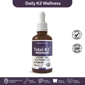 Total K2 | Full-Spectrum Vitamin K with D3 Cofactor – 620 mcg K2 (MK7 & MK4) per Serving – Vegan & Organic Certified Liquid – 1 oz