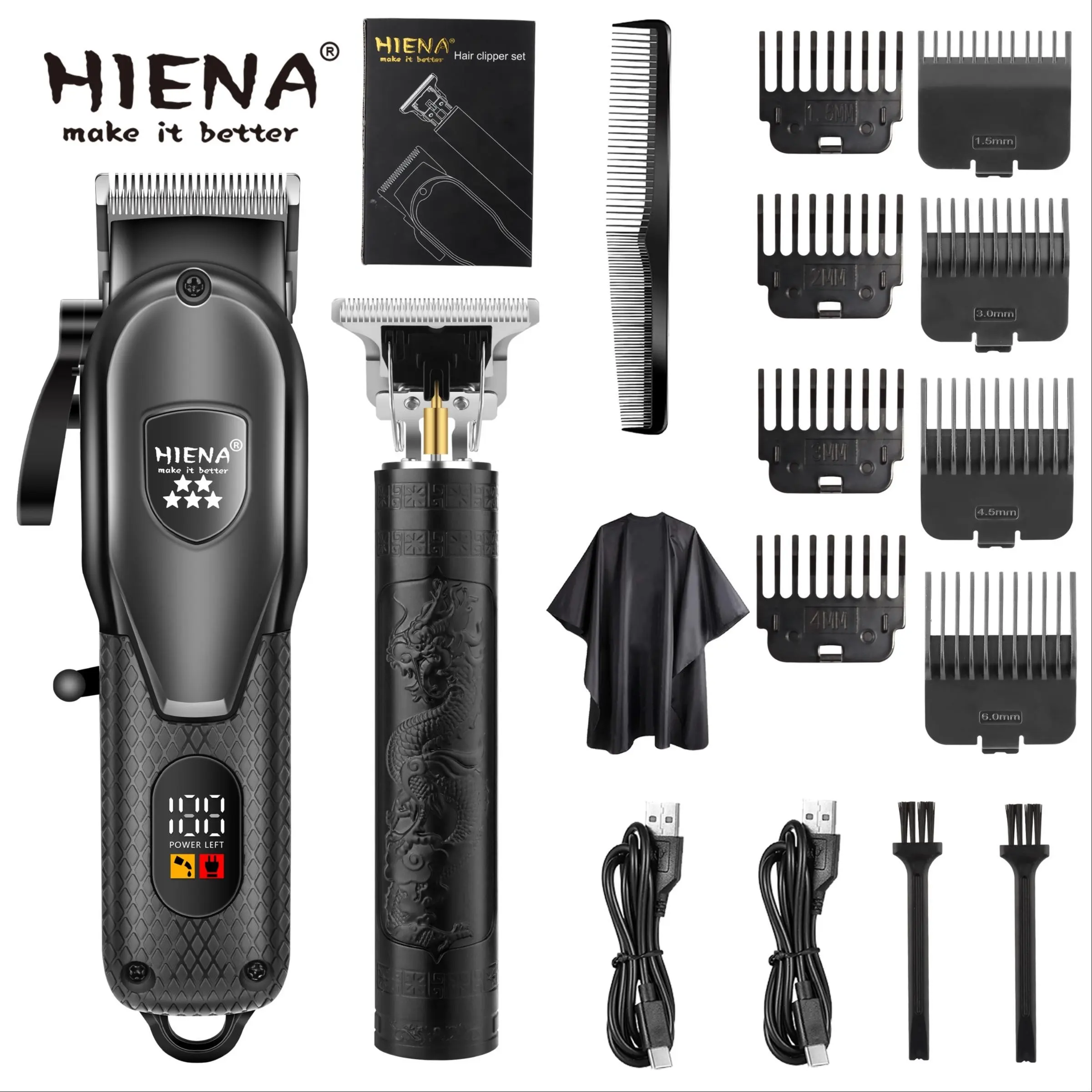 2/3 set of men's electric hair clipper plus razor, USB charging, with LED display, 7000 rpm, family haircut and salon, men's gift, Barber Clippers Set, Hair Trimmer Kit, Barber Equipment
