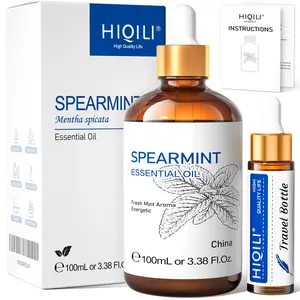 HIQILI 100ML Spearmint Essential Oil, For Use Around Facial Hair, Can Be Added to Lotions, Creams - Pure & Natural Facial Oil- 3.38 Fl Oz, Body Care, Aromatherapy