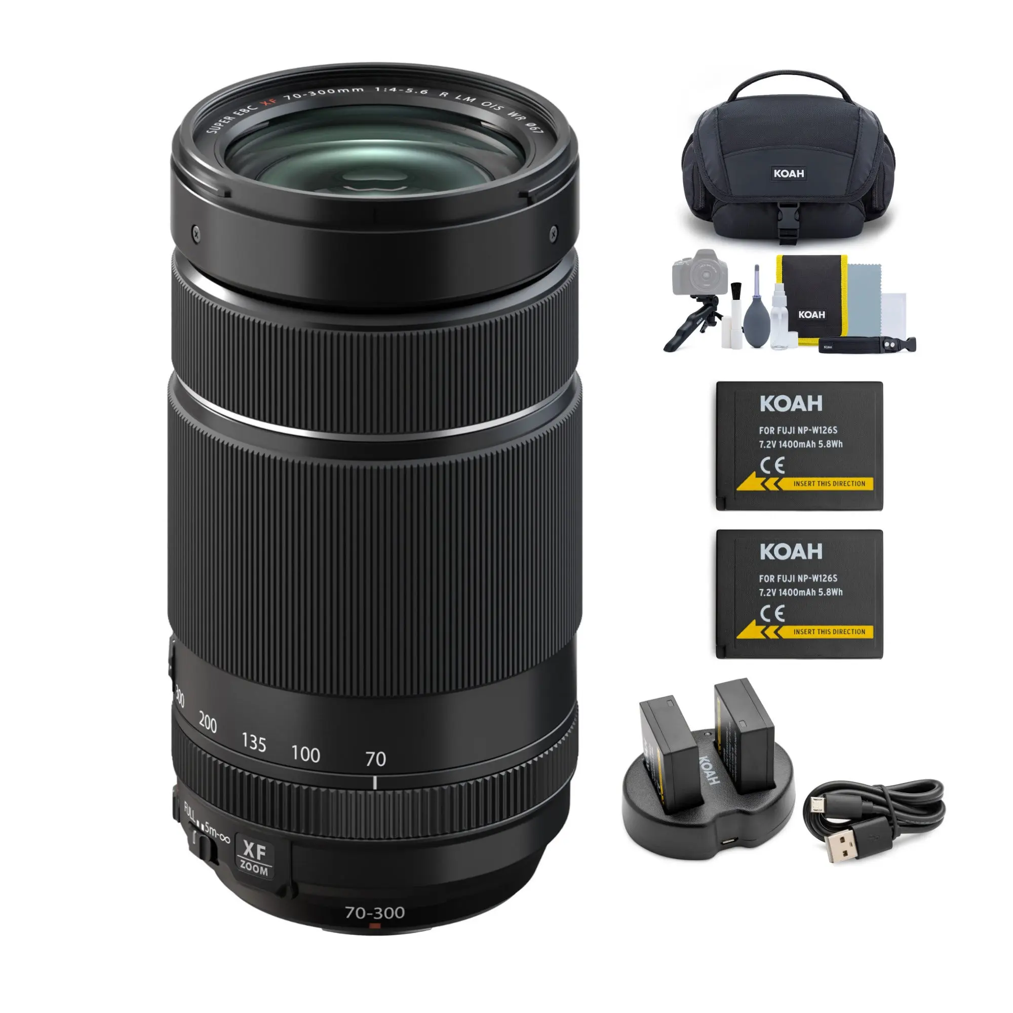 Fujifilm XF70-300mmF4-5.6 R LM OIS WR Camera Lens Bundle with 2 Rechargeable Batteries, Charger, Bag - Compatible with DSLR, Compact Digital Camera Gadget, Water-Resistant