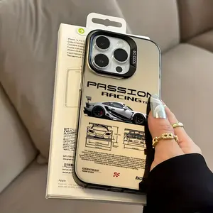 Luxury Performance P-Porsche Phone Case |   Camera Protection |   Shockproof & Anti-Drop |   Light Luxury Silvery Finish |   Comfortable & Anti-Slip |   Minimalist Design, IMD Flat Printing, Suitable for iPhone 17/16/15/14/13/12/11 - Black TPU Soft Case